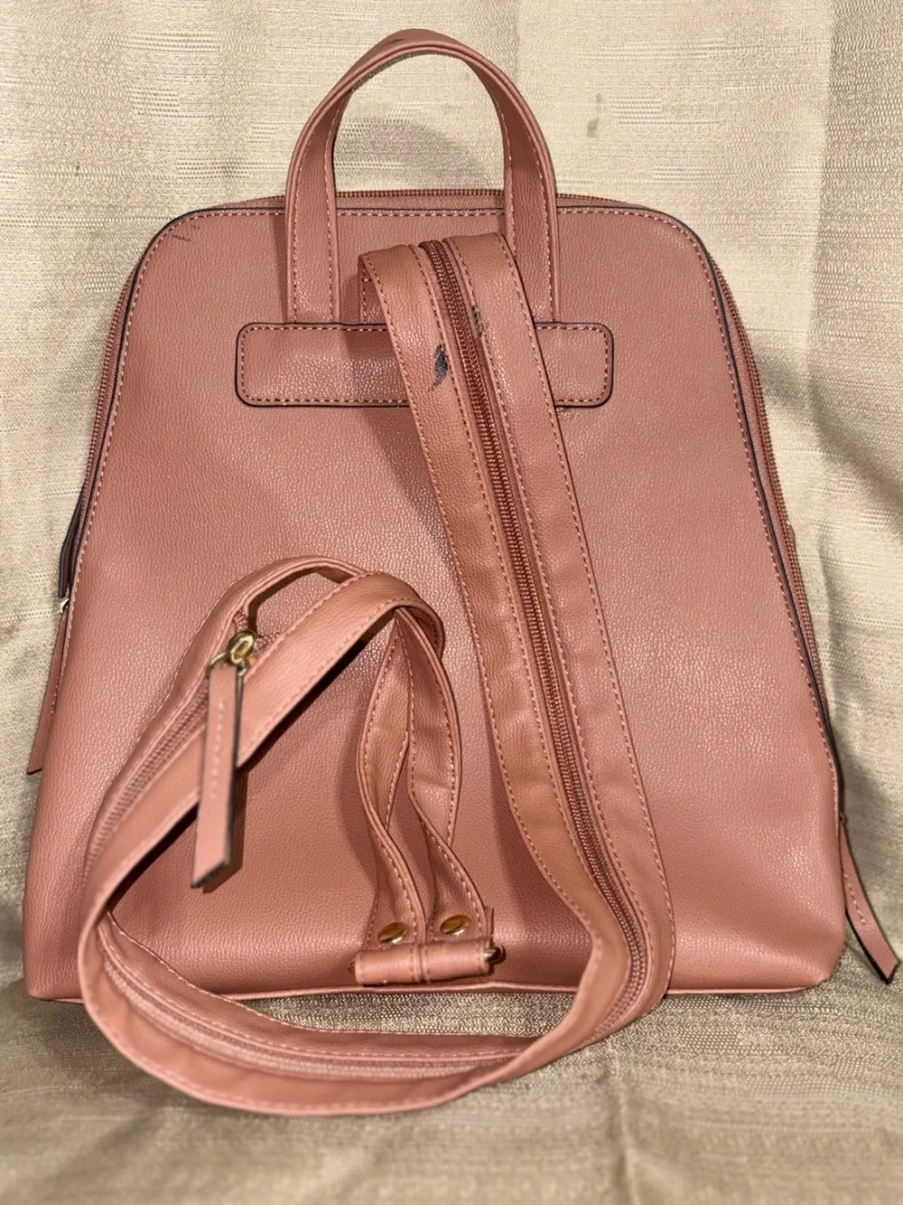 Seven Days, Dusty Rose Women's vegan Leather Backpack